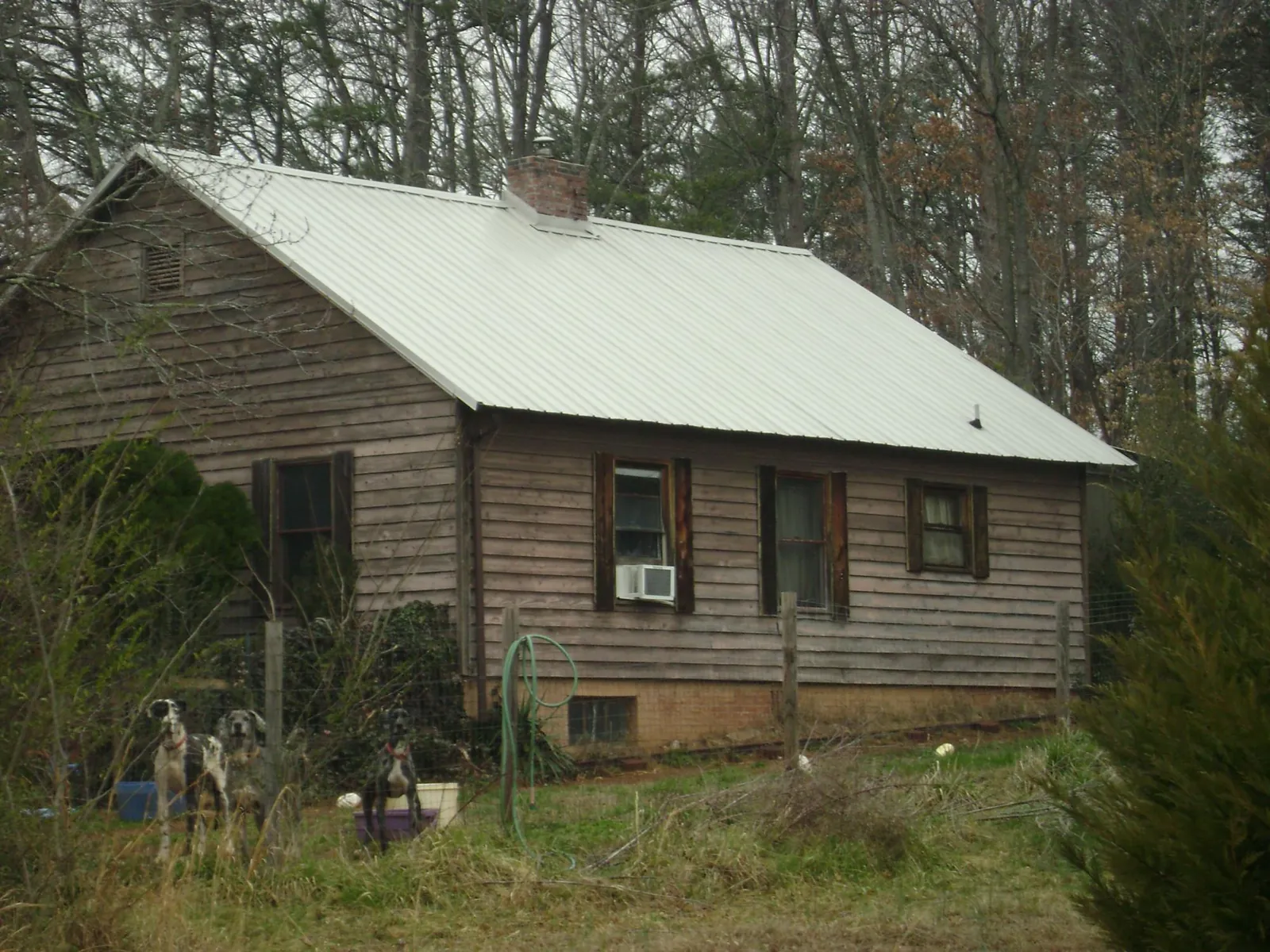 White metal roof on an old wood sided farmhouse, from a Metal Roof Installation job in Eldora